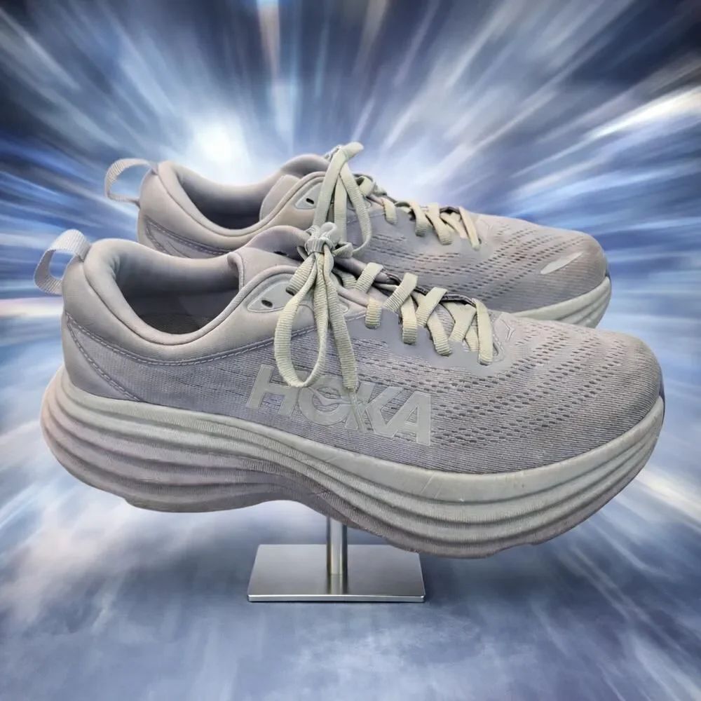 HOKA Bondi 8 Women’s Lunar Rock Nimbus Cloud Running Shoes Sneakers 9